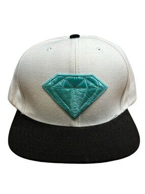 Diamond Supply Co. Emblem Logo Snapback Hat White Black Tiffany Blue OSFM